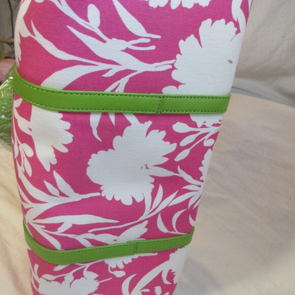 PUTU BY J MACLEAR PINK WHITE FLORAL & GREEN STAPS & LINING BAG~ - Picture 8 of 12